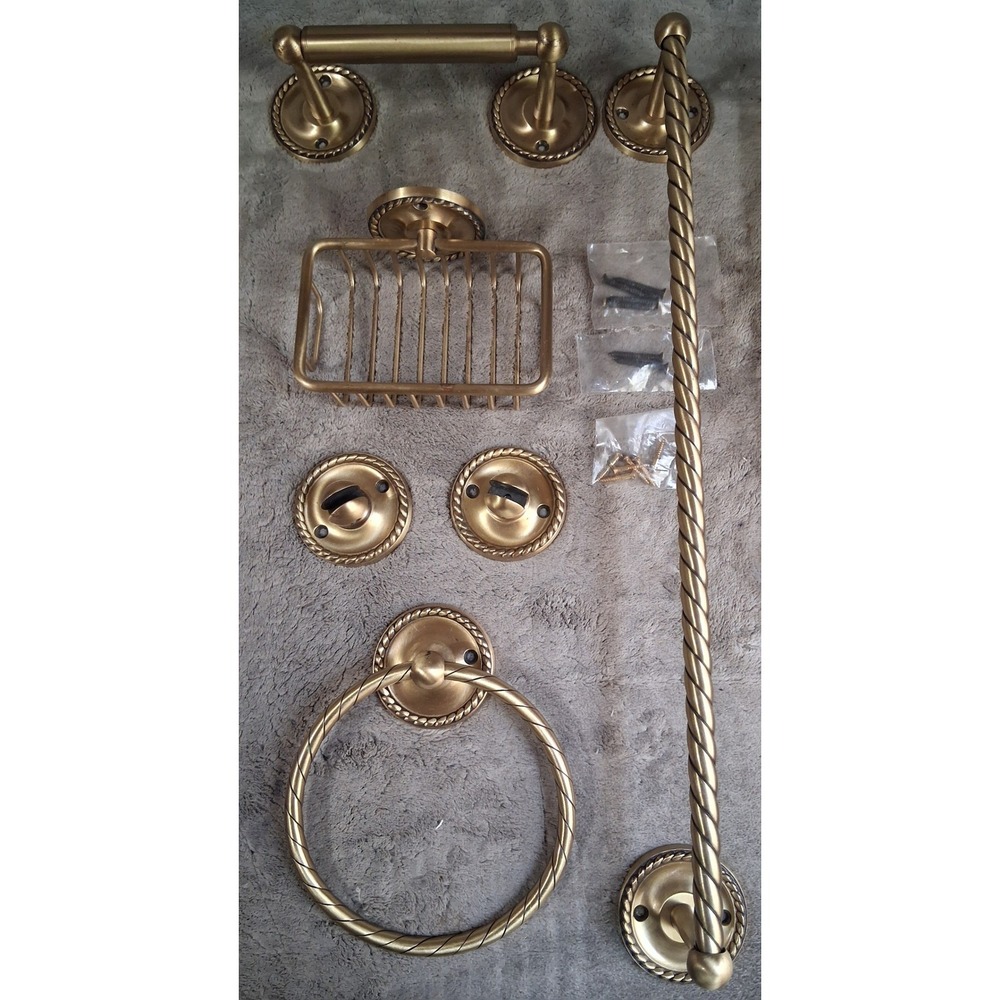 Vtg Cifial Brunswick French Brass‎ 5 Piece Bathroom Hardware Set Suite Portugal